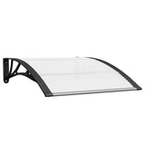 Door Canopy Black and Transparent 100x75 cm Polycarbonate - Front View