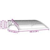 Door Canopy Grey and Transparent 100x75 cm Polycarbonate - Close-Up Angle
