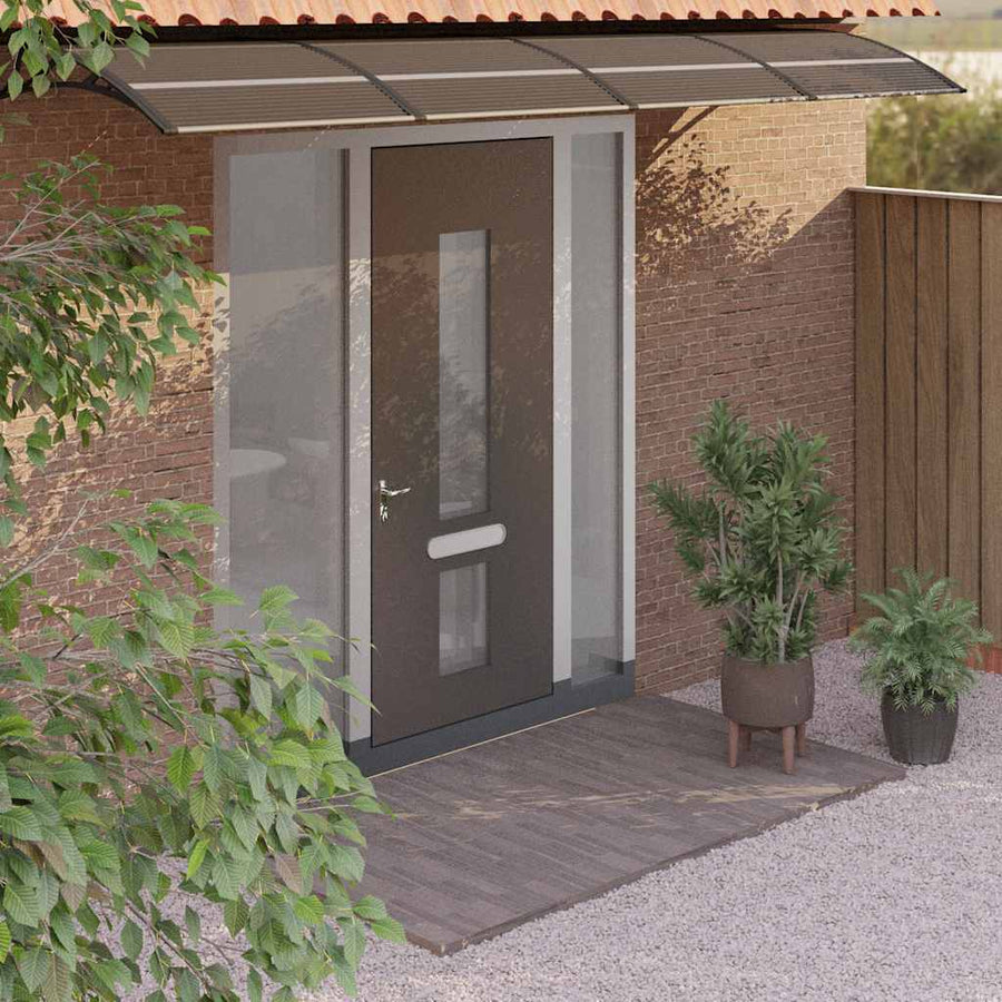 Door Canopy Black 350x75 cm Polycarbonate