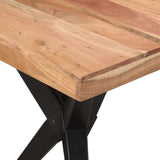 Dining Table Black 140x70x76 cm Solid Wood Acacia - 45-Degree Angle