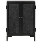 Sideboard Black 55x30x77 cm Solid Wood Mango and Iron - Front View