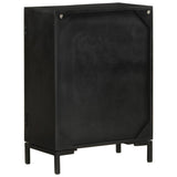 Sideboard Black 55x30x77 cm Solid Wood Mango and Iron - Side View
