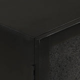 Sideboard Black 55x30x77 cm Solid Wood Mango and Iron - Rear View