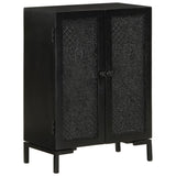 Sideboard Black 55x30x77 cm Solid Wood Mango and Iron - Low Angle
