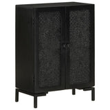 Sideboard Black 55x30x77 cm Solid Wood Mango and Iron - Extra Image