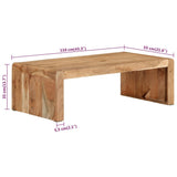 Coffee Table 110x55x35 cm Solid Wood Acacia - Rear View