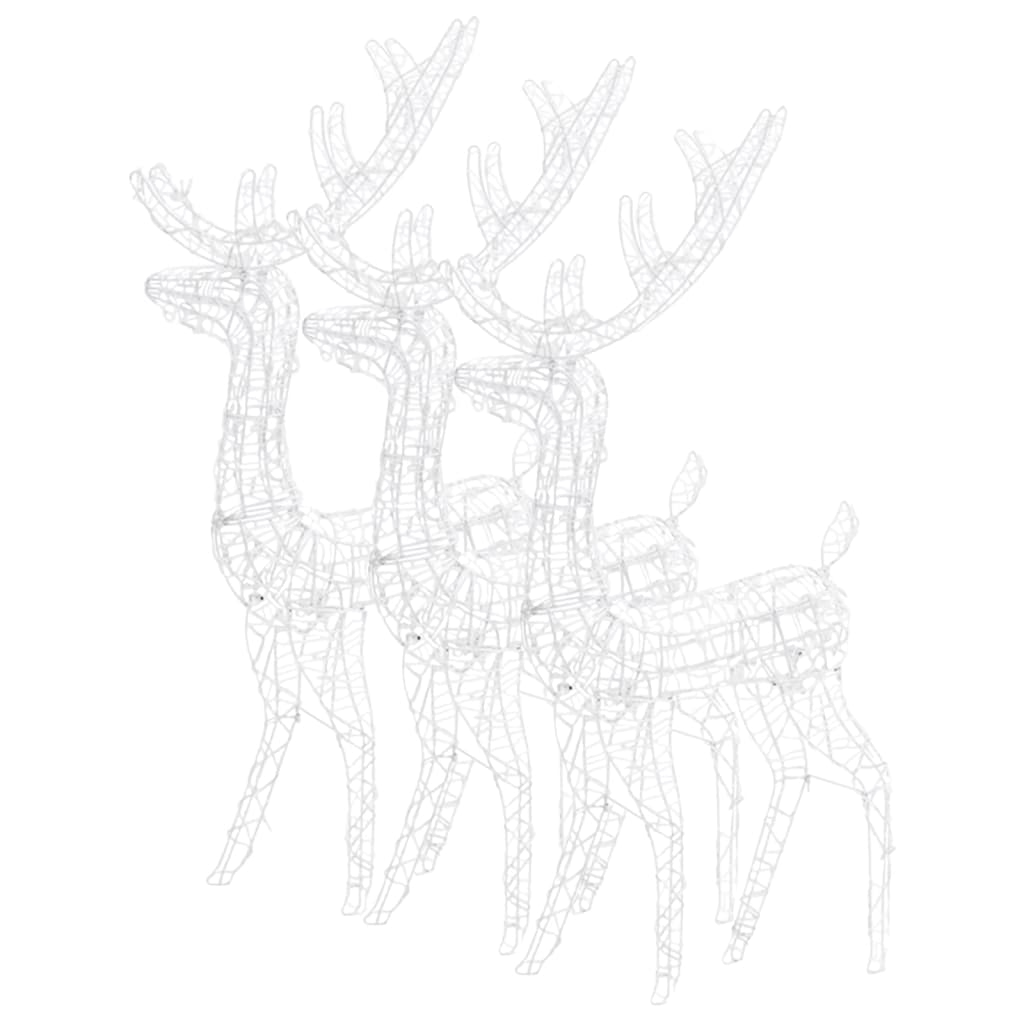 Acrylic Reindeer Christmas Decorations 3 pcs 128 cm Warm White