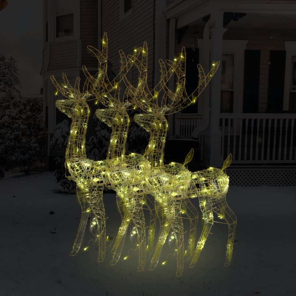 Acrylic Reindeer Christmas Decorations 3 pcs 128 cm Warm White