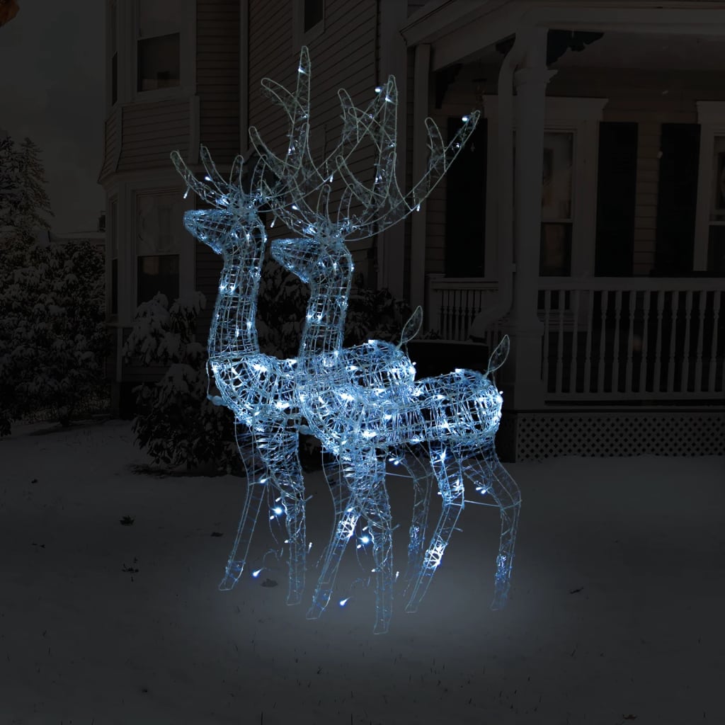Acrylic Reindeer Christmas Decorations 2 pcs 128 cm Cold White