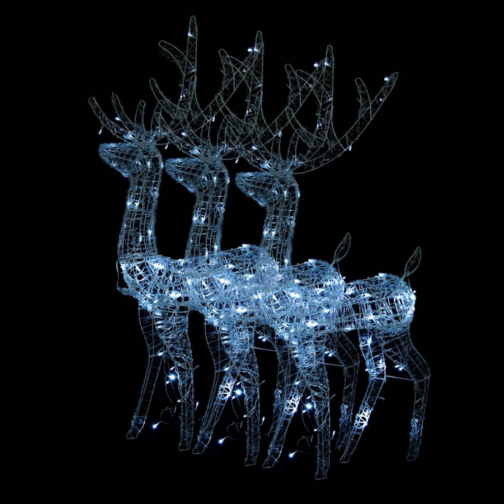 Acrylic Reindeer Christmas Decorations 3 pcs 128 cm Cold White
