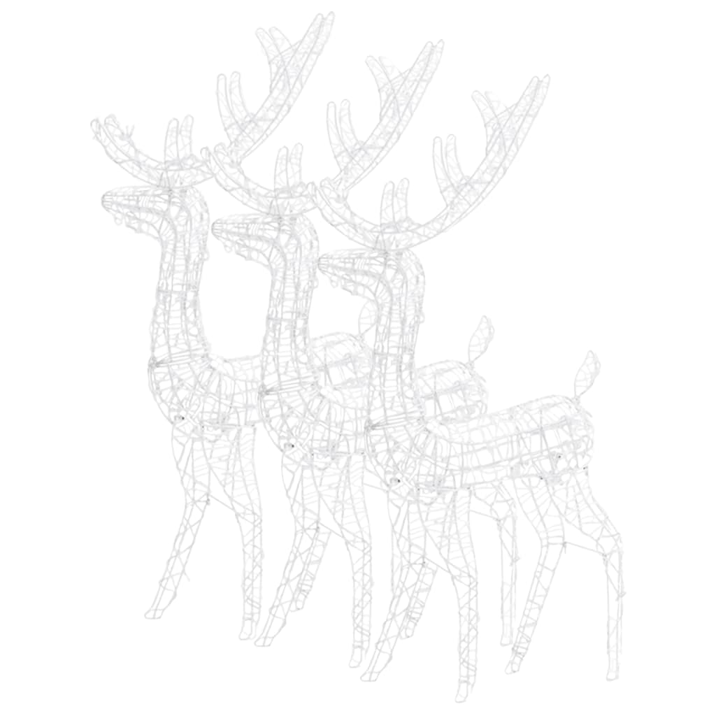 Acrylic Reindeer Christmas Decorations 3 pcs 128 cm Cold White