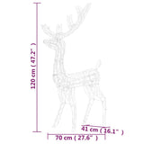 Acrylic Reindeer Christmas Decorations 3 pcs 128 cm Cold White