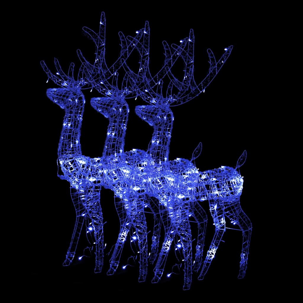 Acrylic Reindeer Christmas Decorations 3 pcs 128 cm Blue