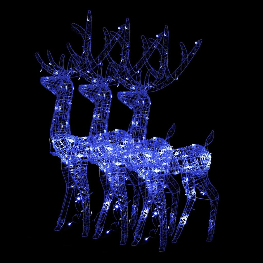 Acrylic Reindeer Christmas Decorations 3 pcs 128 cm Blue
