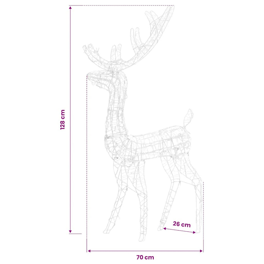 Acrylic Reindeer Christmas Decorations 3 pcs 128 cm Blue