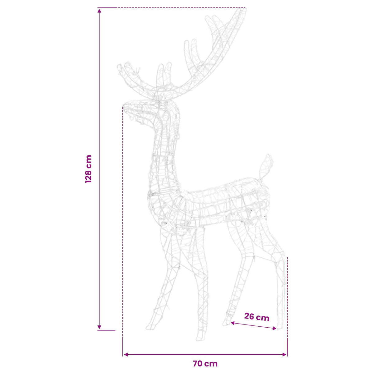 Acrylic Reindeer Christmas Decorations 3 pcs 128cm Multicolour