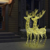 XXL Acrylic Christmas Reindeers 250 LED 2 pcs 180 cm Warm White - Rear View