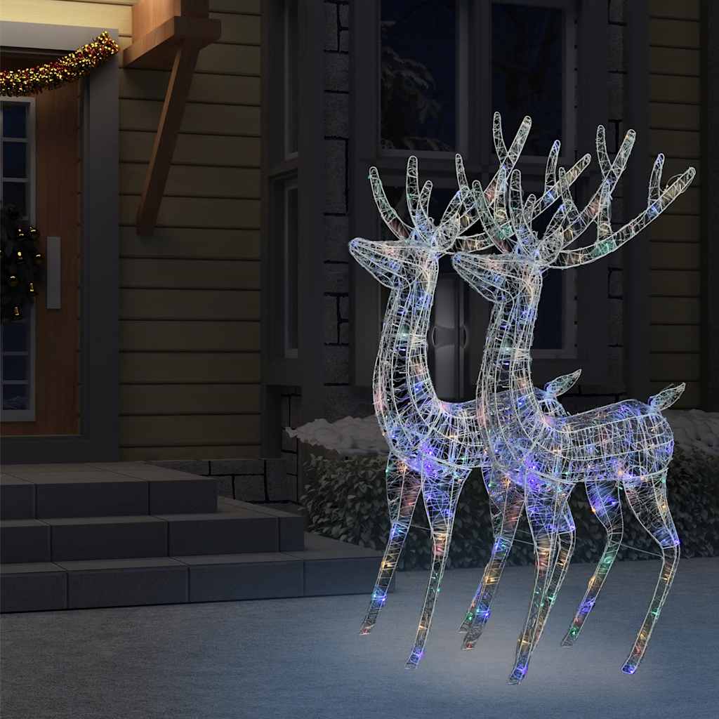XXL Acrylic Christmas Reindeers 250 LED 2 pcs 180 cm Multicolour