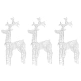 Reindeer Christmas Decorations 3 pcs 60x16x100 cm Acrylic - Front View