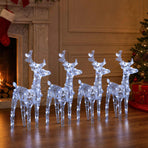 Christmas Reindeers 4 pcs Cold White 160 LEDs Acrylic