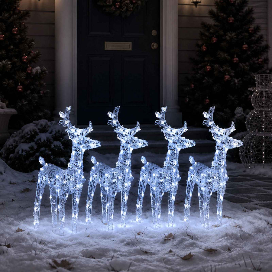 Christmas Reindeers 4 pcs Cold White 160 LEDs Acrylic