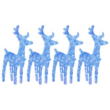 Christmas Reindeers 4 pcs Blue 160 LEDs Acrylic - Front View