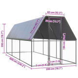 Outdoor Chicken Cage 2x6x2 m Galvanised Steel - 45-Degree Angle