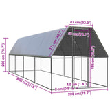 Outdoor Chicken Cage 2x8x2 m Galvanised Steel - 45-Degree Angle