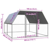Outdoor Chicken Cage 3x4x2 m Galvanised Steel - 45-Degree Angle