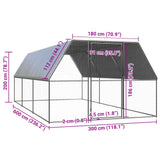 Outdoor Chicken Cage 3x6x2 m Galvanised Steel - 45-Degree Angle
