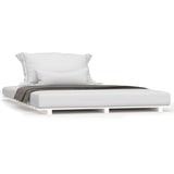 Bed Frame without Mattress White 150x200 cm Solid Wood Pine - Front View