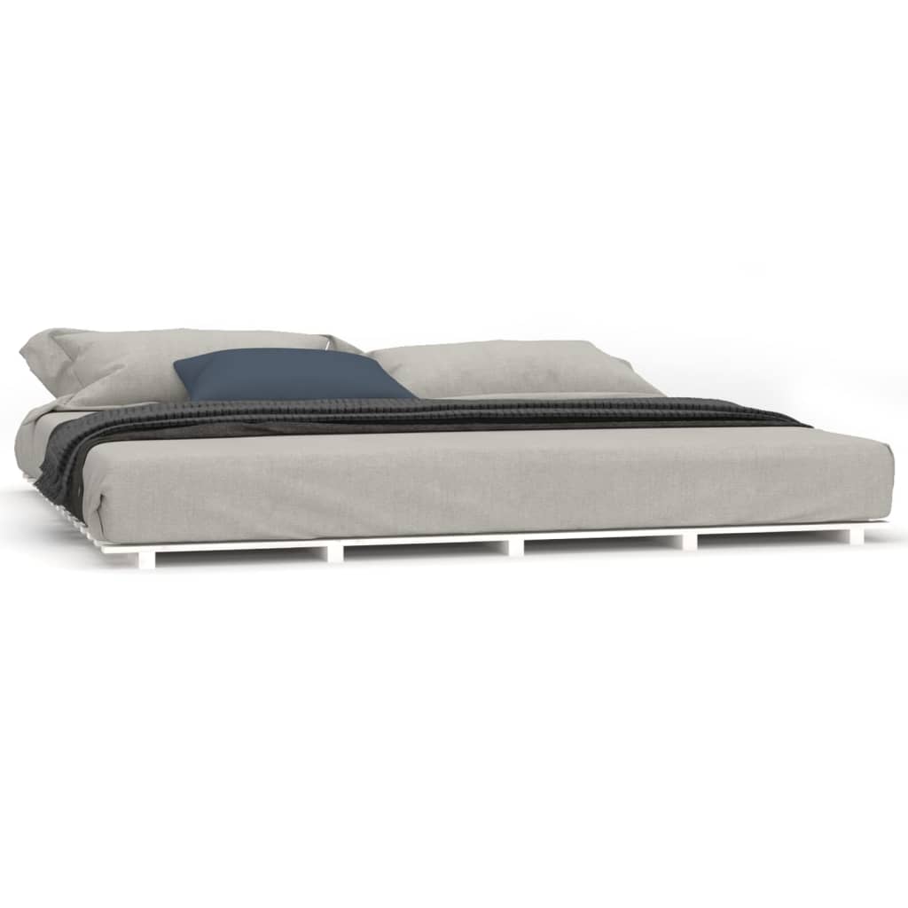 Bed Frame without Mattress White 183x203 cm King Solid Wood Pine