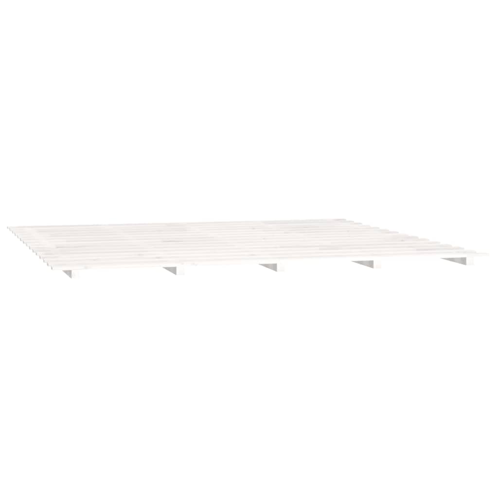 Bed Frame without Mattress White 183x203 cm King Solid Wood Pine