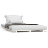 Bed Frame without Mattress White 90x190 cm Solid Wood Pine - Front View