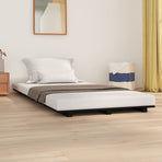 Bed Frame without Mattress Black 90x190 cm Solid Wood Pine