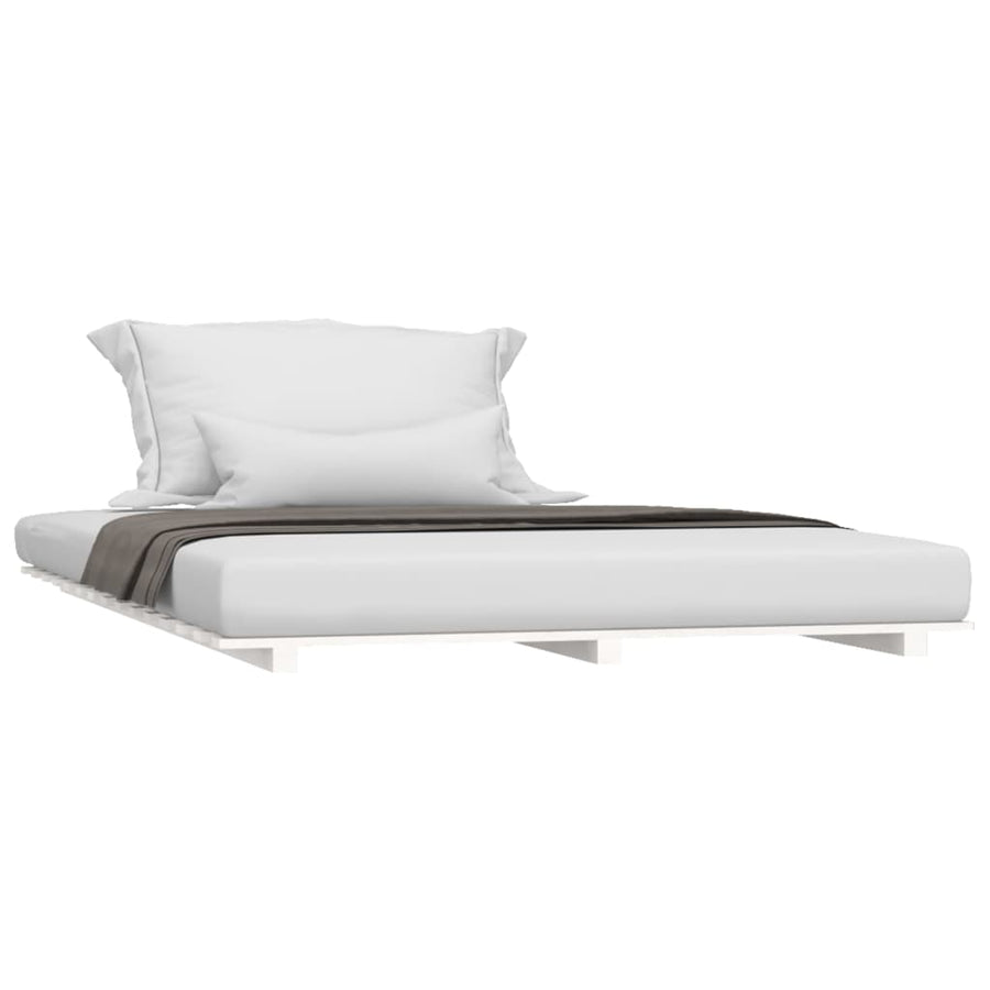 Bed Frame without Mattress White 135x190 cm Solid Wood Pine