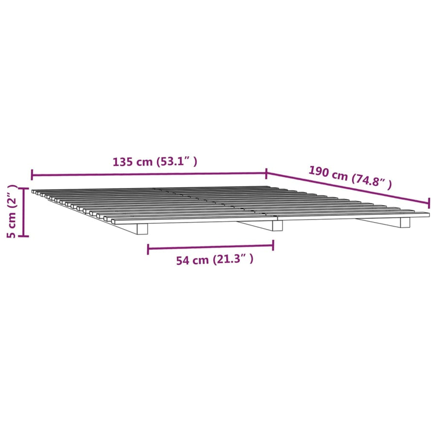 Bed Frame without Mattress White 135x190 cm Solid Wood Pine