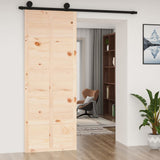 Barn Door 80x1.8x214 cm Solid Wood Pine - Side View