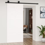 Barn Door White 90x1.8x214 cm Solid Wood Pine - Side View