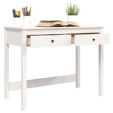 Desk with Drawers White 100x50x78 cm Solid Wood Pine - 45-Degree Angle