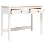 Desk with Drawers White 100x50x78 cm Solid Wood Pine - Close-Up Angle