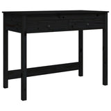 Desk with Drawers Black 100x50x78 cm Solid Wood Pine - Front View