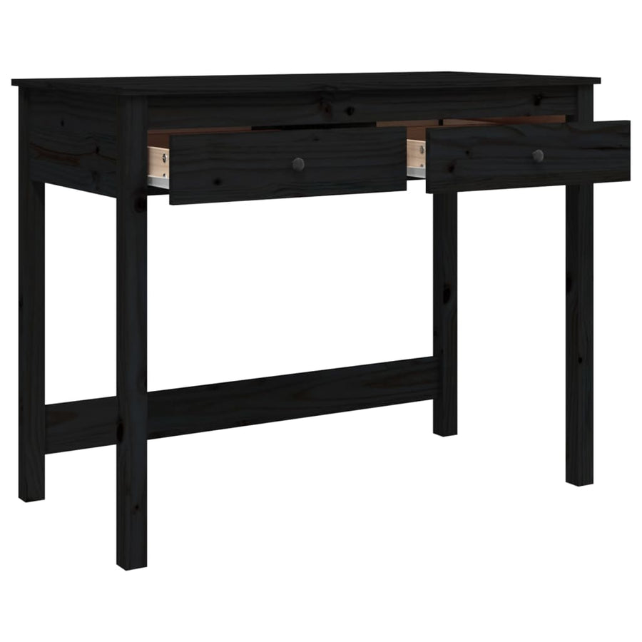 Desk with Drawers Black 100x50x78 cm Solid Wood Pine