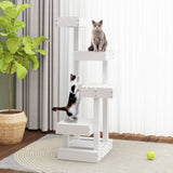 Cat Tree White 45,5x49x103 cm Solid Wood Pine