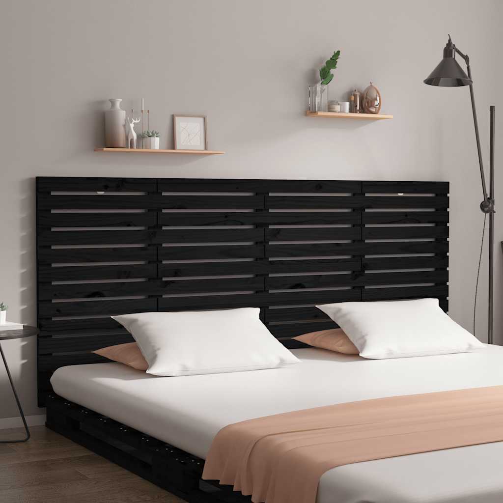 Wall Headboard Black 156 cm Solid Wood Pine