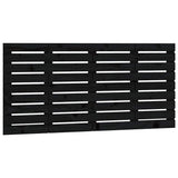 Wall Headboard Black 141 cm Solid Wood Pine - Front View