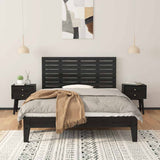 Wall Headboard Black 141 cm Solid Wood Pine - Side View