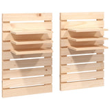 Wall-mounted Bedside Shelves 2 pcs Solid Wood Pine - Front View