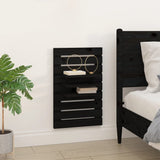 Wall-mounted Bedside Shelves 2 pcs Black Solid Wood Pine - Side View