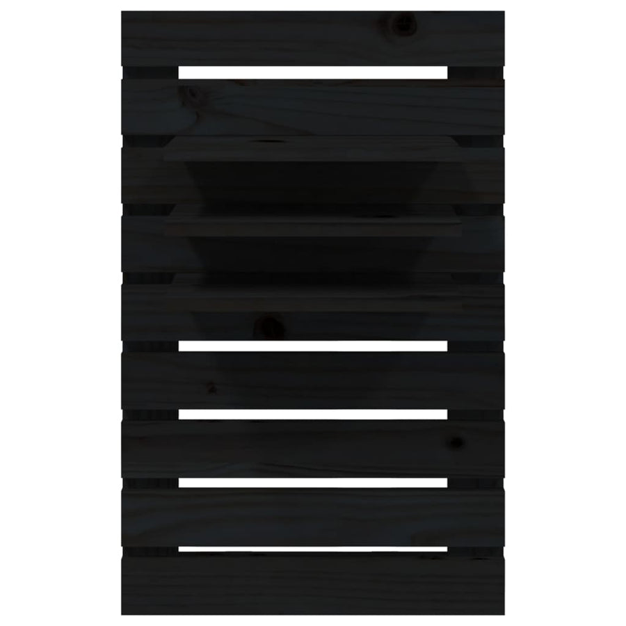 Wall-mounted Bedside Shelves 2 pcs Black Solid Wood Pine